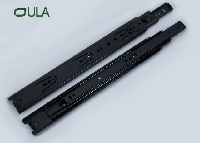 Alta calidad Buen Precio Triple Extensión Negro Cajón de acabado negro SLDIE 45 mm Riestras de cajones ocultos Diapositiva de 40 kg de carga