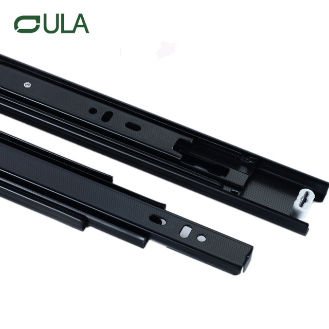 Fabricante OEM Fabricante 40 mm Tobado negro telescópico Diapositiva 3 pliegues Rail deslizante para muebles Diapositivas de servicio pesado para cajón