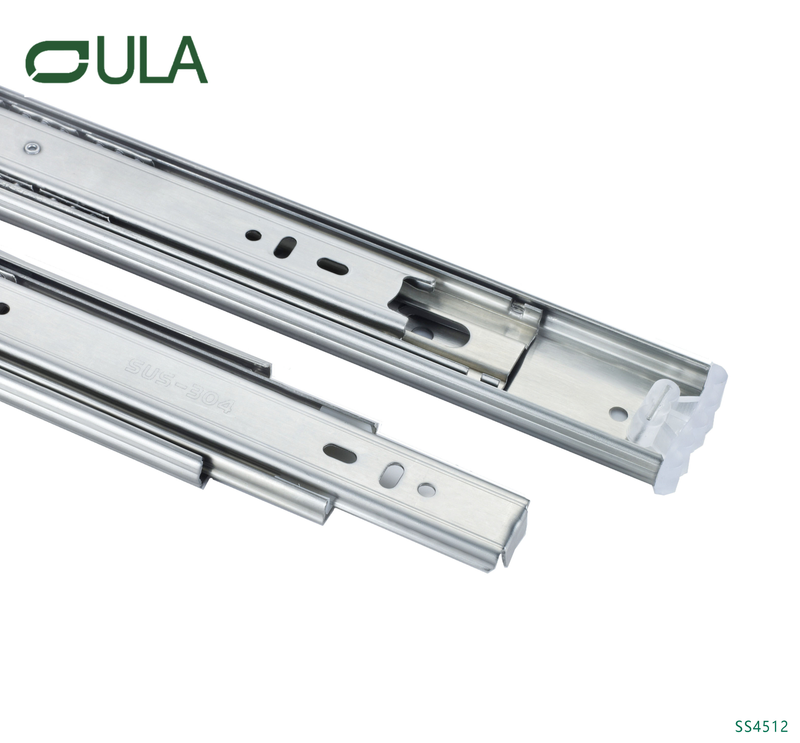 Diapositivas de cajón de rodamiento de bolas de servicio pesado de acero inoxidable 3 pliegas de extensión triple diapositivas