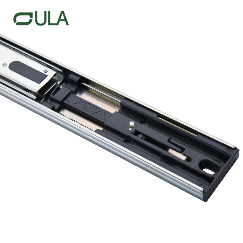 Guía para cajones de alta resistencia con rodamiento de bolas y acabado de zinc con cierre suave de 45 mm 