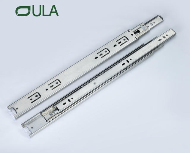 45 mm Triple Fold Extensión completa Telescópico Cajón de acero inoxidable Muebles de riel de tobogán para gabinetes de oficina