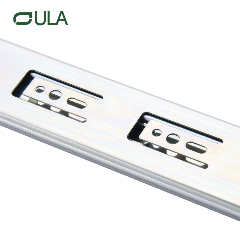 Guía para cajones de alta resistencia con rodamiento de bolas y acabado de zinc con cierre suave de 45 mm 