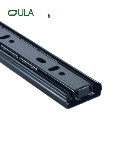 Muebles Hardware canal telescópico acabado negro corredor de corredor de 35 mm 3 pliegues de rodamiento de bola tobogán para gabinete