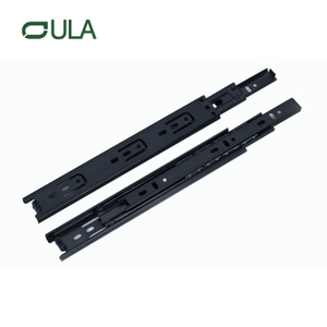 Muebles Hardware canal telescópico acabado negro corredor de corredor de 35 mm 3 pliegues de rodamiento de bola tobogán para gabinete